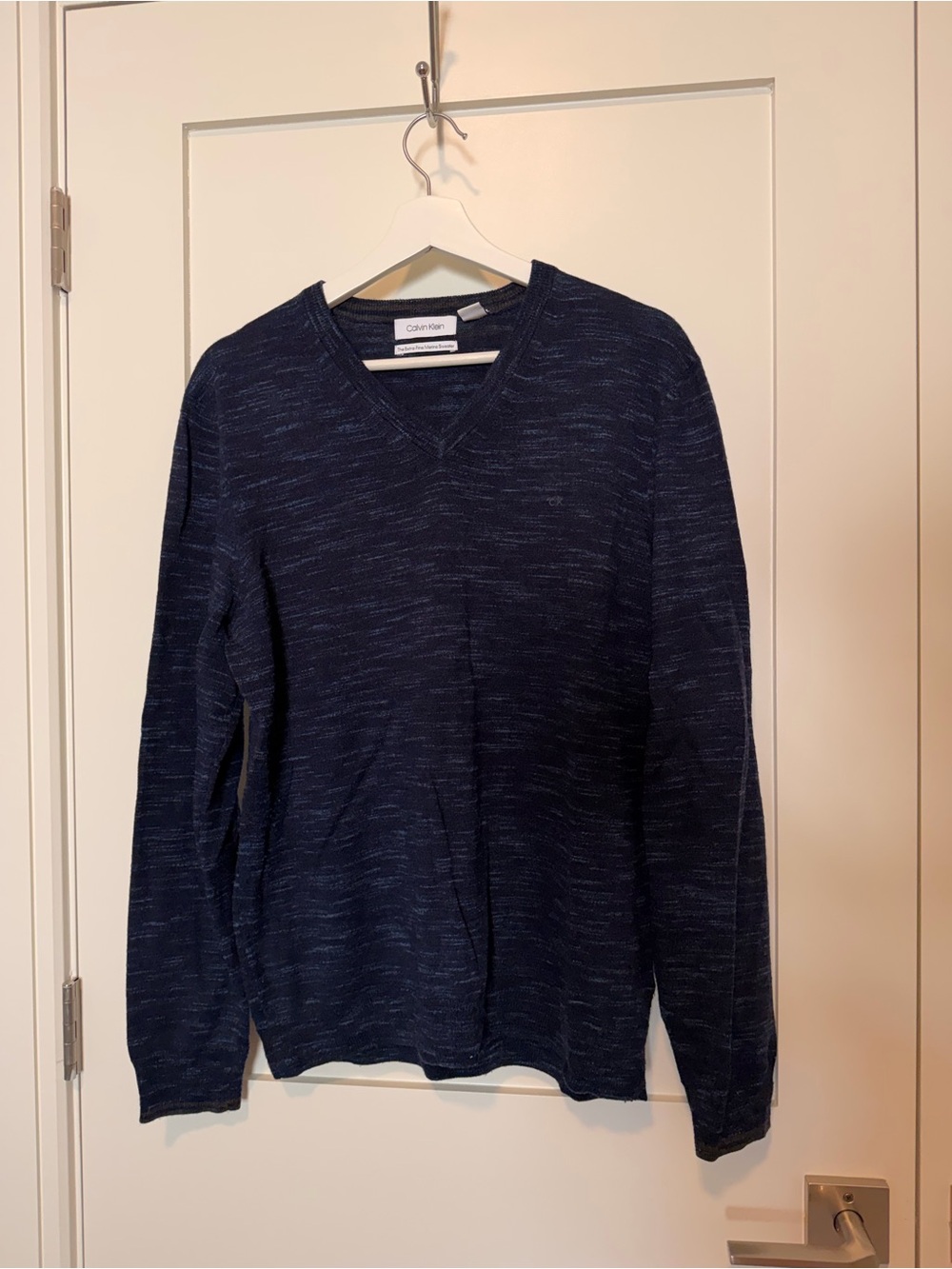 Calvin Klein Men's Dark Navy Space-Dye V-Neck Sweater